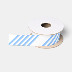 Blue and white five stripes pattern satin ribbon