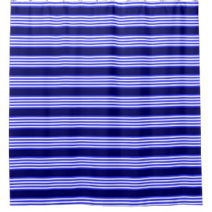 Blue and white five stripes pattern shower curtain