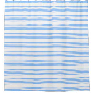 Blue and white five stripes pattern shower curtain