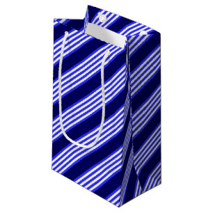 Blue and white five stripes pattern small gift bag