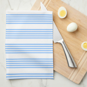 Blue and white five stripes pattern tea towel
