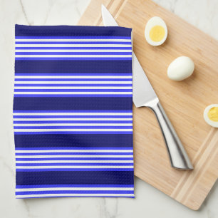 Blue and white five stripes pattern tea towel