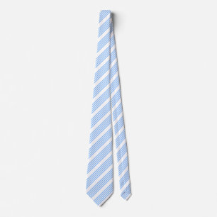 Blue and white five stripes pattern tie