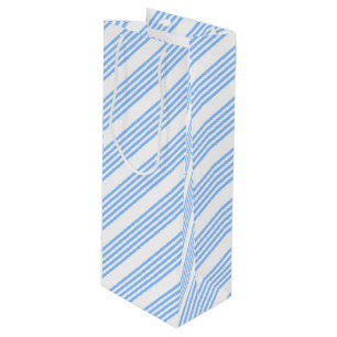 Blue and white five stripes pattern wine gift bag