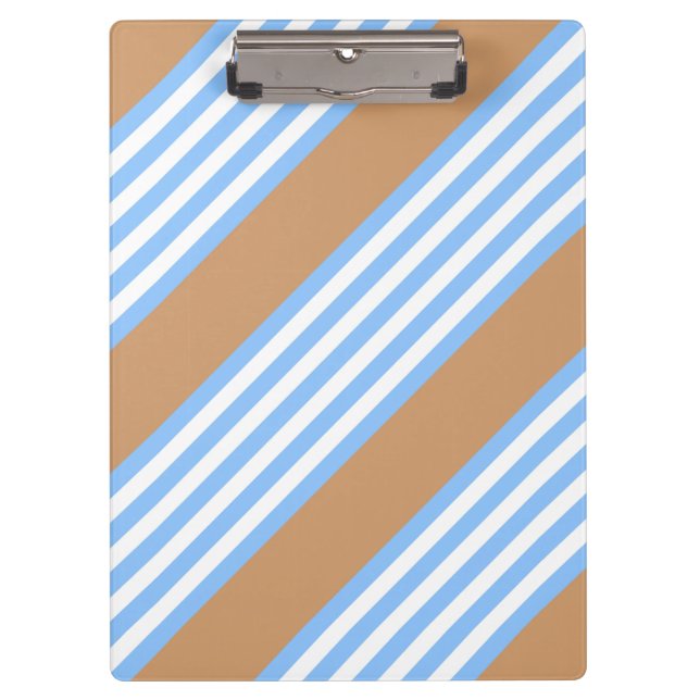 Blue and white five stripes pattern with tan clipboard (Front)