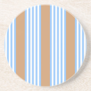 Blue and white five stripes pattern with tan coaster