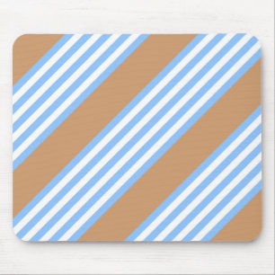 Blue and white five stripes pattern with tan mouse pad