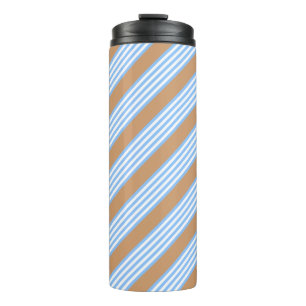 Blue and white five stripes pattern with tan thermal tumbler