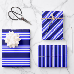 Blue and white five stripes pattern wrapping paper sheet