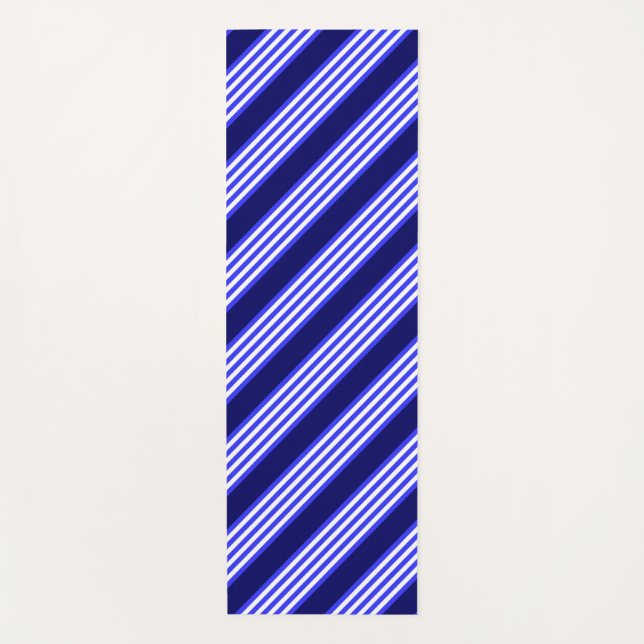 Blue and white five stripes pattern yoga mat (Front)