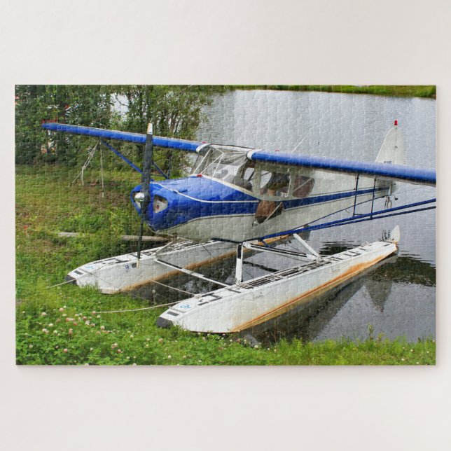 Blue and white float plane, Lake Hood, Alaska  2 Jigsaw Puzzle (Horizontal)