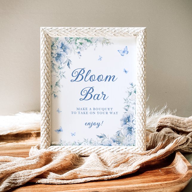 Blue and White Floral Bloom Bar Poster (Creator Uploaded)