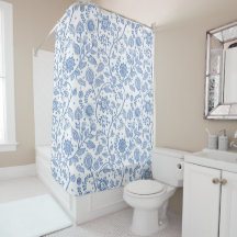 Blue and White Floral Botanical Pattern Whimsical