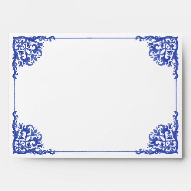 Blue and White Floral Bridal Shower  Envelope (Front)
