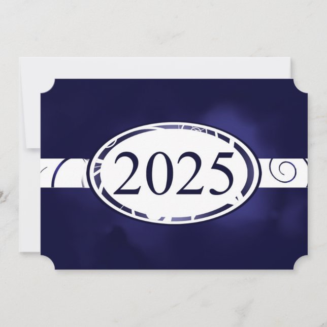 Blue and White Floral Button 2025 Card (Front)