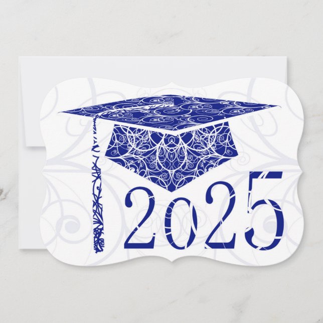 Blue and White Floral Cap 2025 Card (Front)