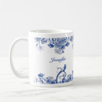 Blue and White Floral China Pattern with Bird