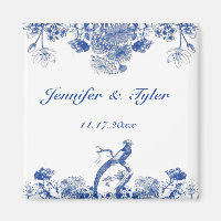 Blue and White Floral China Pattern with Bird