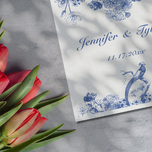 Blue and White Floral China Pattern with Bird Napkin