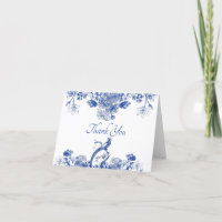Blue and White Floral China Pattern with Bird