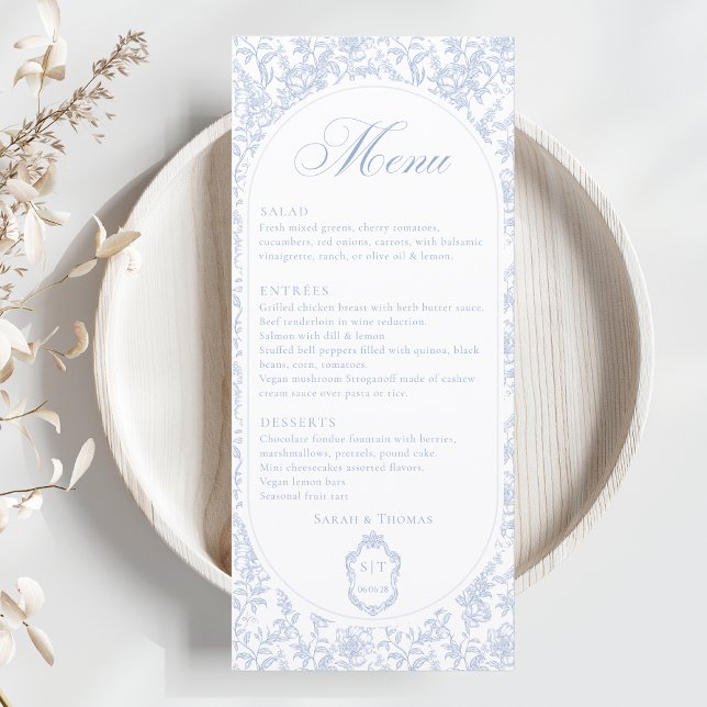 Blue and White Floral Chinoiserie Wedding Program (Creator Uploaded)