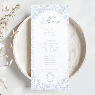 Blue and White Floral Chinoiserie Wedding Program