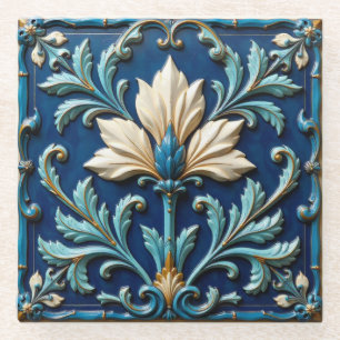 Blue and White Floral Coaster