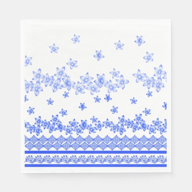 Blue and White floral design, Napkin (Front)