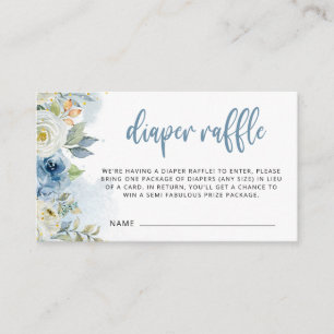 Blue and White Floral Diaper Raffle Enclosure Card