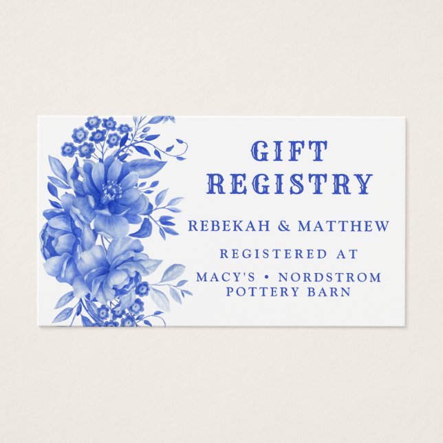 Blue and White Floral | Gift Registry Card (Front)