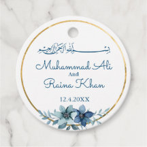 Blue and White Floral Islamic Muslim Wedding Favou