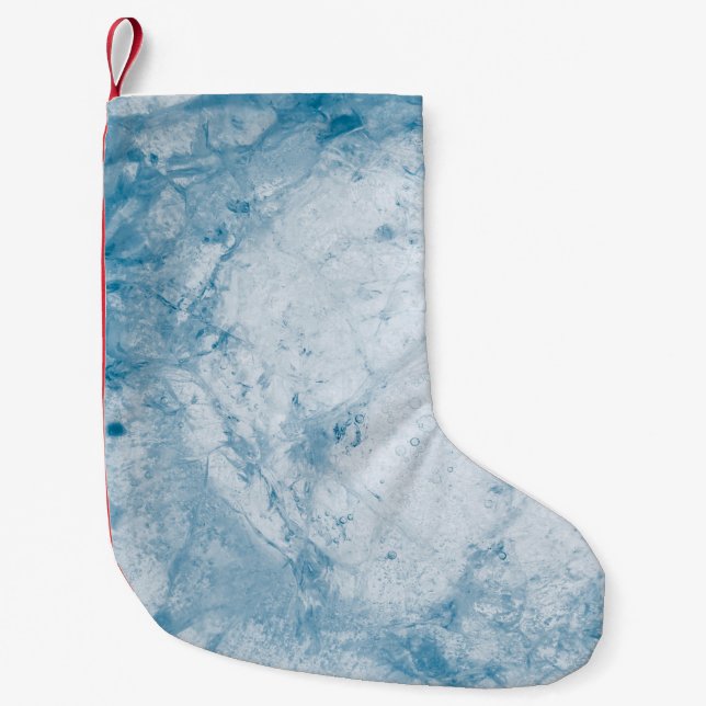 Blue and white floral mattress small christmas stocking (Front)
