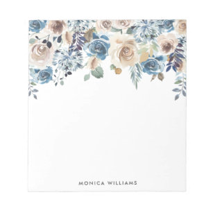 Blue And White Floral Notepad