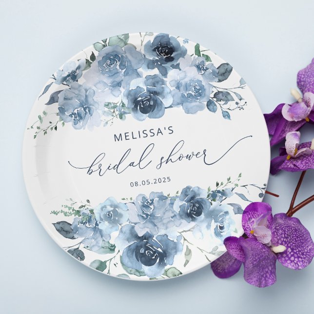 Blue and White Floral Paper Plate (Creator Uploaded)