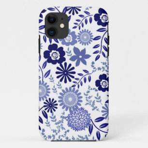 Blue and White Floral Pattern iPhone 11 Case