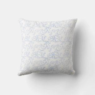 Blue and white floral pattern cushion