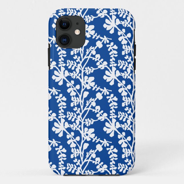 Blue And White Floral Repeating Pattern Case-Mate iPhone Case (Back)