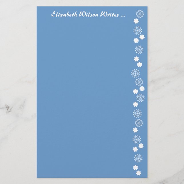 Blue and White Floral Stationery (Front)