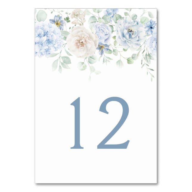 Blue and White Floral Table Numbers (Front)