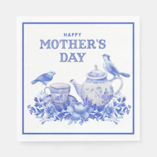 Blue and White Floral Tea Pot Mother's Day Napkin
