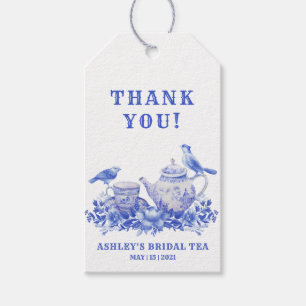 Blue and White Floral Tea Pot with Birds Gift Tags
