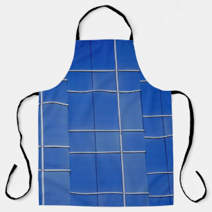 Blue and white floral textile apron