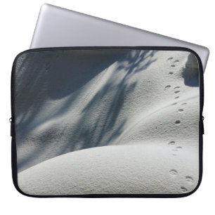 Blue and white floral textile laptop sleeve