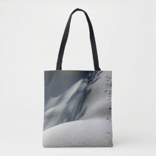 Blue and white floral textile tote bag