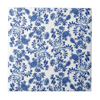 Blue and White Floral Tile