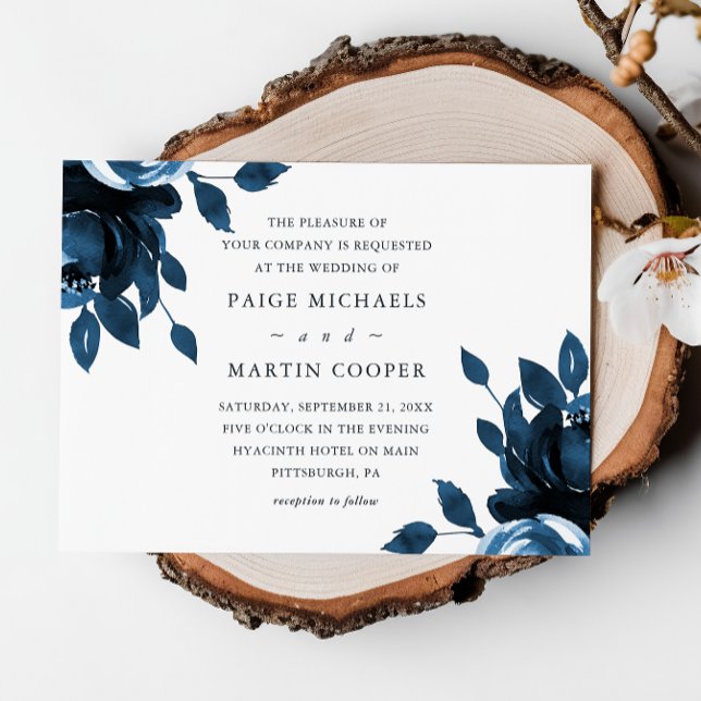 Blue and White Floral Wedding Invitation (Creator Uploaded)