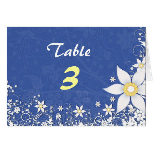 Blue and White Floral Wedding Table Number Cards
