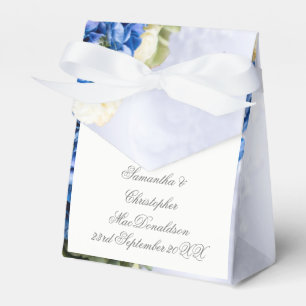 Blue and white flower bouquet wedding posy favour box