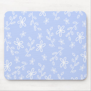 Blue and White Flower Pattern Mousepad