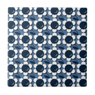Blue And White Flowers Ceramic Tile